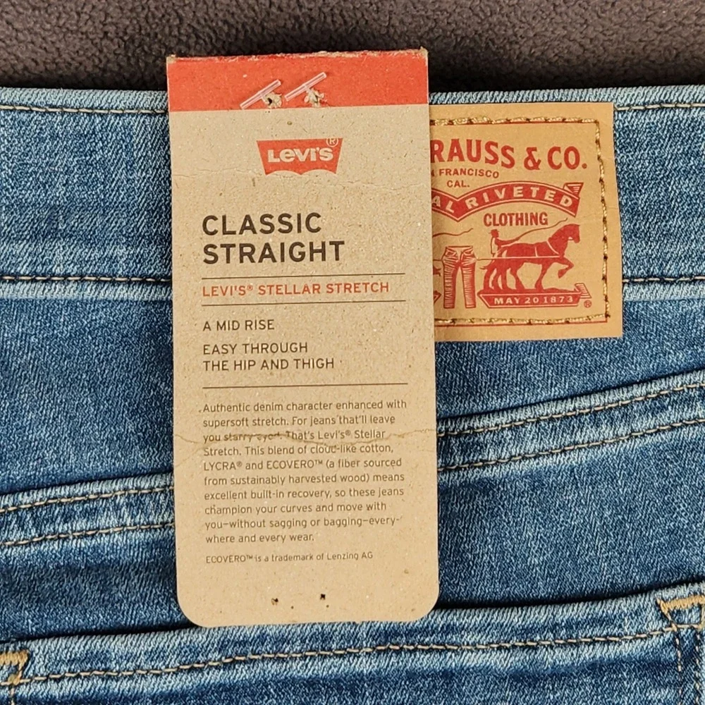 Levis Classic Straight Fit Jeans Womens 8 M‎ Lapis Speed Blue Medium Wash NEW - Picture 3 of 13